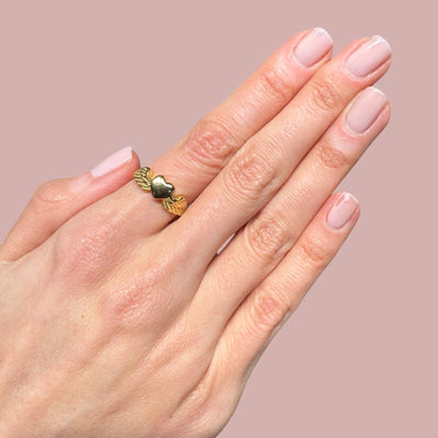 Heart Wing Signet Rings