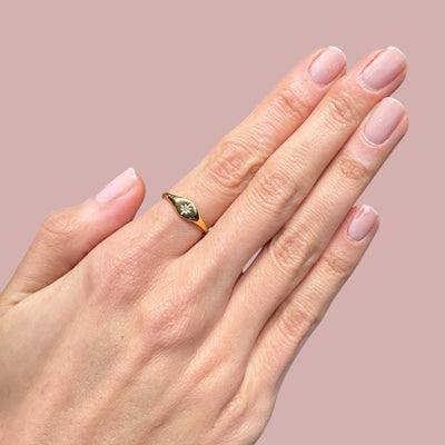 Star Single Cz Signet Rings