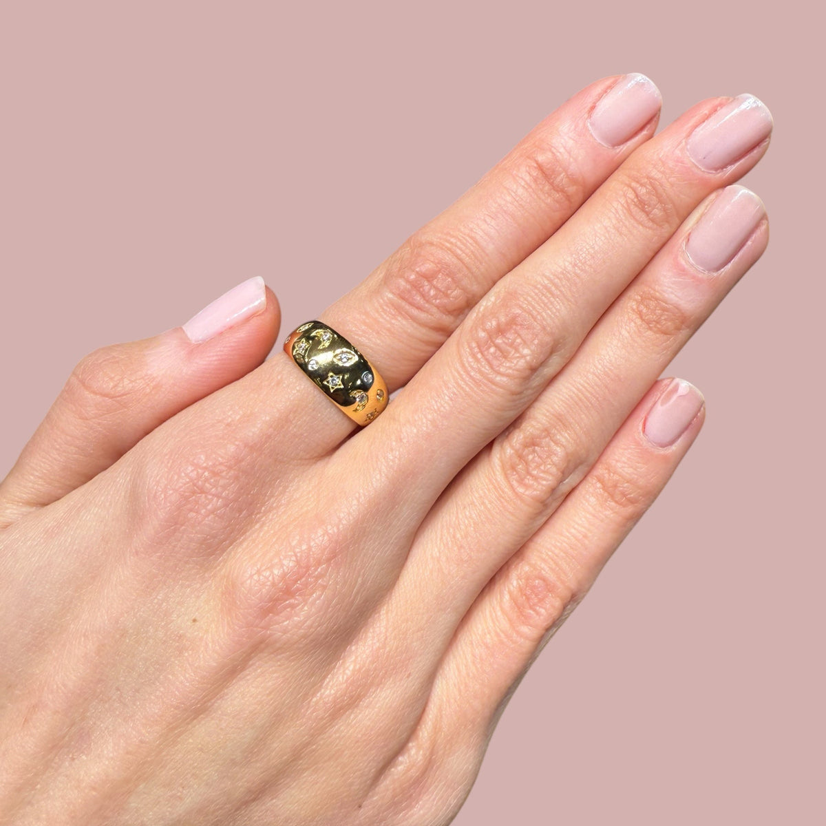Moon & Star Galaxy Ring