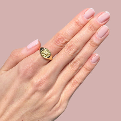 Hammered Square Signet Rings