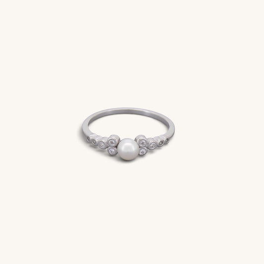 Sterling Silver Cluster Pearl Ring