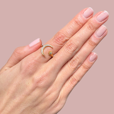 Moon Star Adjustable Rings