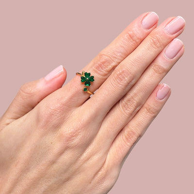 Adjustable Green Clover Rings