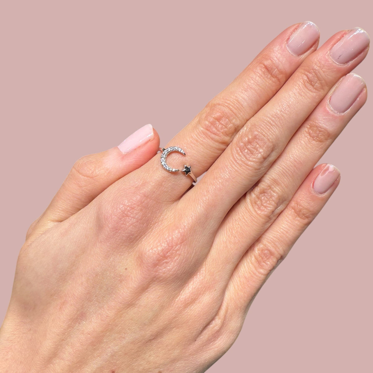 Small Moon Star Adjustable Rings