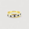 Vintage Blue Sapphire & Genuine Diamonds Half Eternity Ring , 9K Solid Yellow Gold ( UK L / US 5 3/4 )