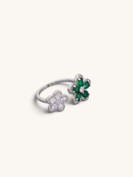 Adjustable Green Flowers Rings