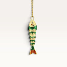 Green Enamel Articulated Fish Necklace