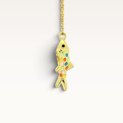 Multicolour Mosaic Fish Pendant Necklace