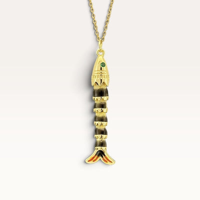 Bronze Striped Sardine Necklace