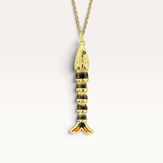 Bronze Striped Sardine Necklace