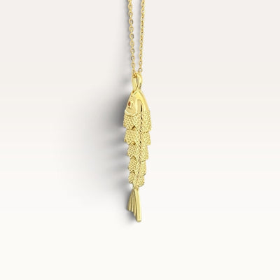 Gold Textured Articulated Fish Necklace