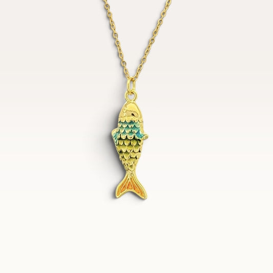 Turquoise Ombre Fish Pendant Necklace
