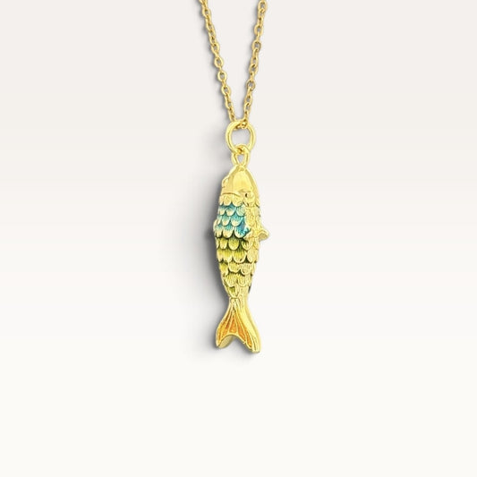 Turquoise Ombre Fish Pendant Necklace