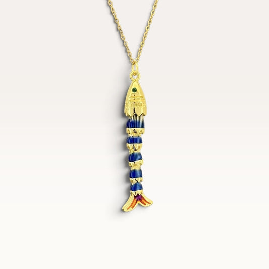 Blue Striped Sardine Necklace