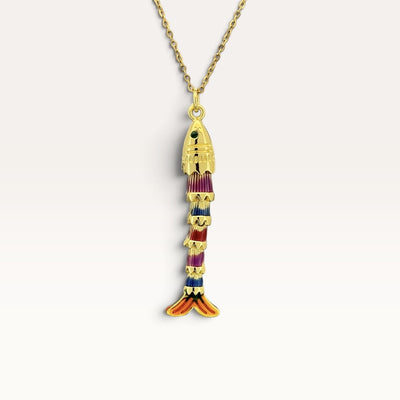 Rainbow Striped Sardine Necklace