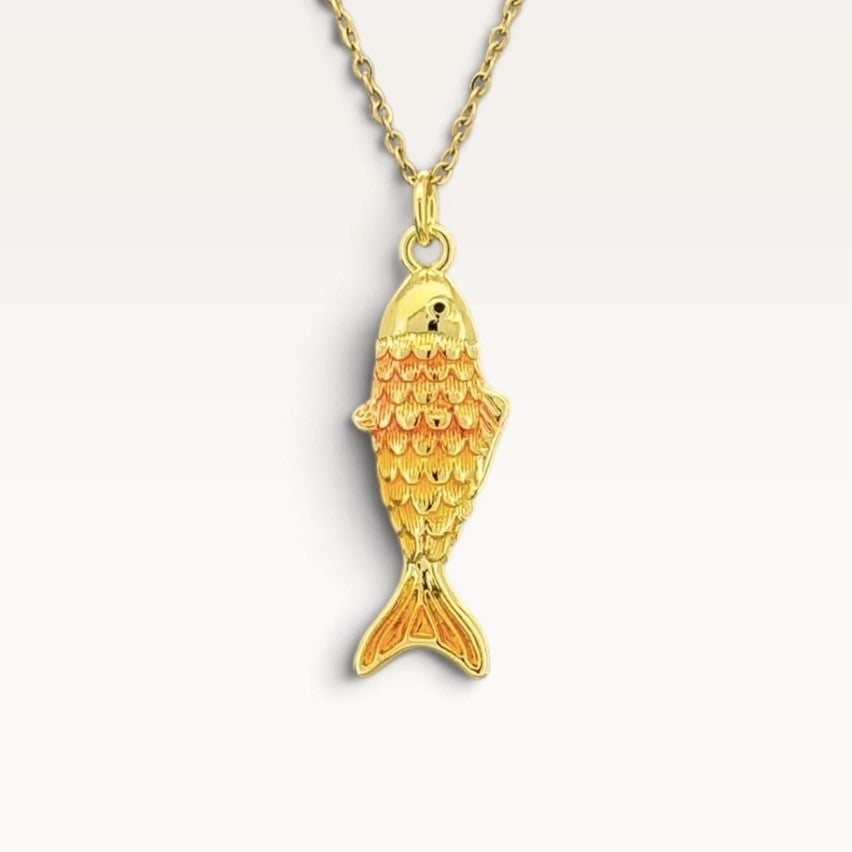 Peach Ombre Fish Pendant Necklace