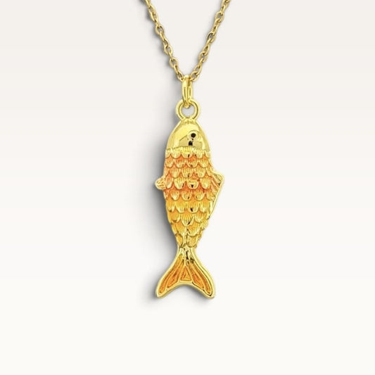 Peach Ombre Fish Pendant Necklace