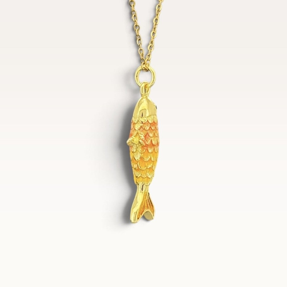 Peach Ombre Fish Pendant Necklace