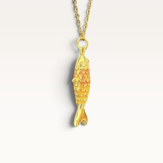 Peach Ombre Fish Pendant Necklace