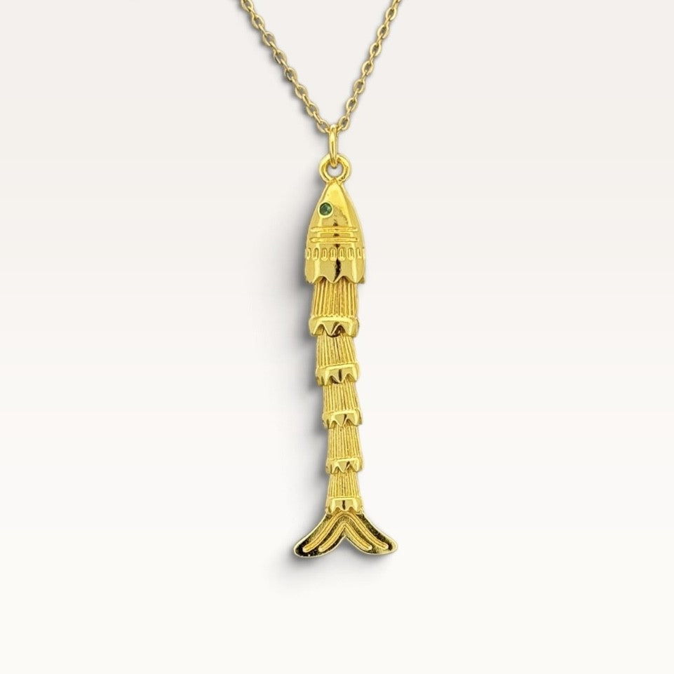 Gold Articulated Sardine Necklace