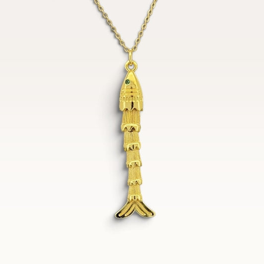 Gold Articulated Sardine Necklace