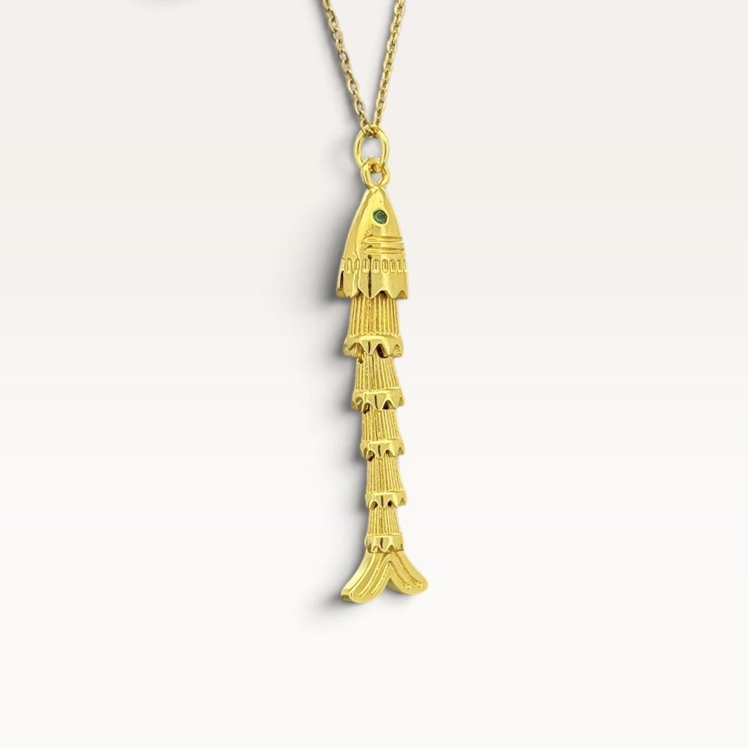 Gold Articulated Sardine Necklace
