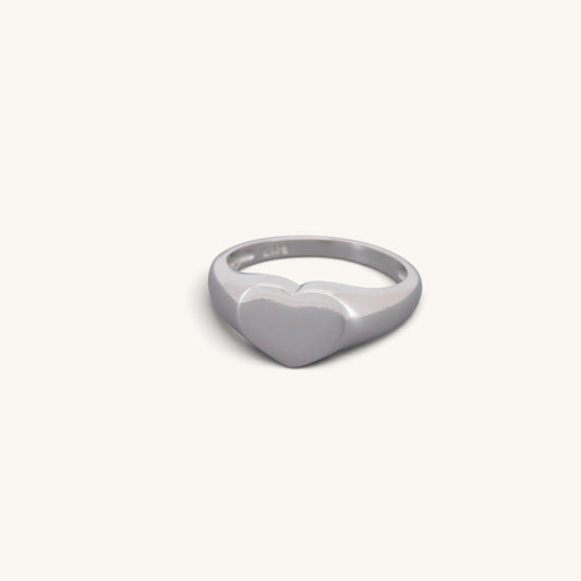 Sterling Silver Heart Signet Rings
