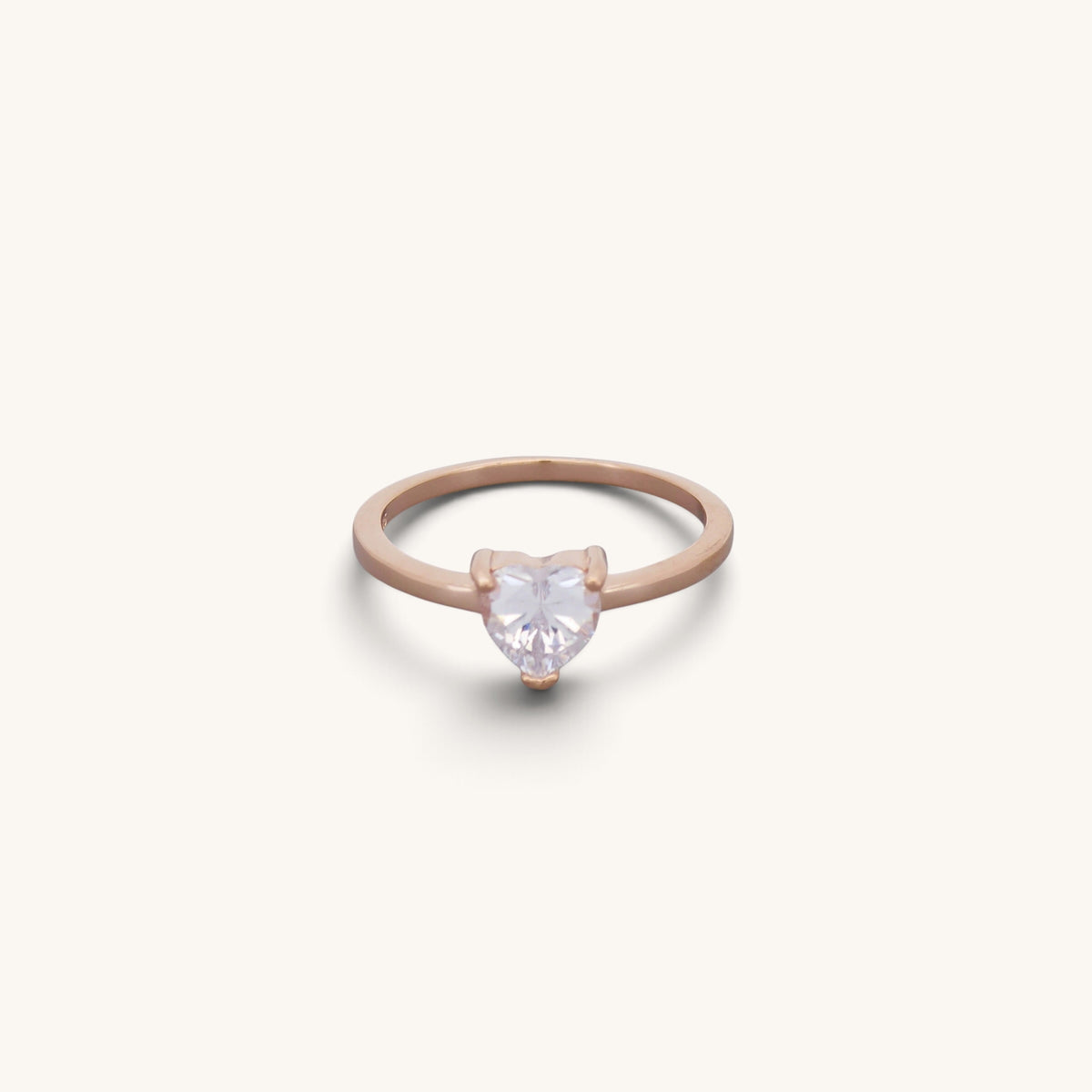 Single Cz Stone Heart Ring