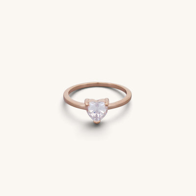 Single Cz Stone Heart Ring