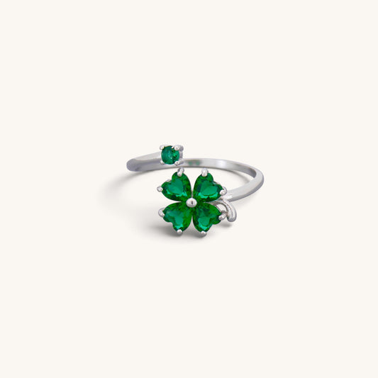 Adjustable Green Clover Rings