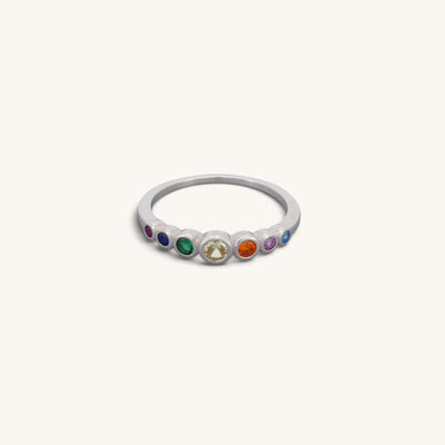 Sterling Silver Rainbow Half Eternity Rings