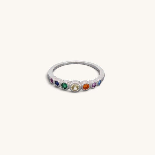 Rainbow Half Eternity Rings