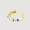 Vintage Blue Sapphire & Genuine Diamonds Half Eternity Ring , 9K Solid Yellow Gold ( UK L / US 5 3/4 )