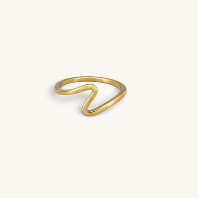 Minimalist Wave Ring Gold Tone Stainless Steel