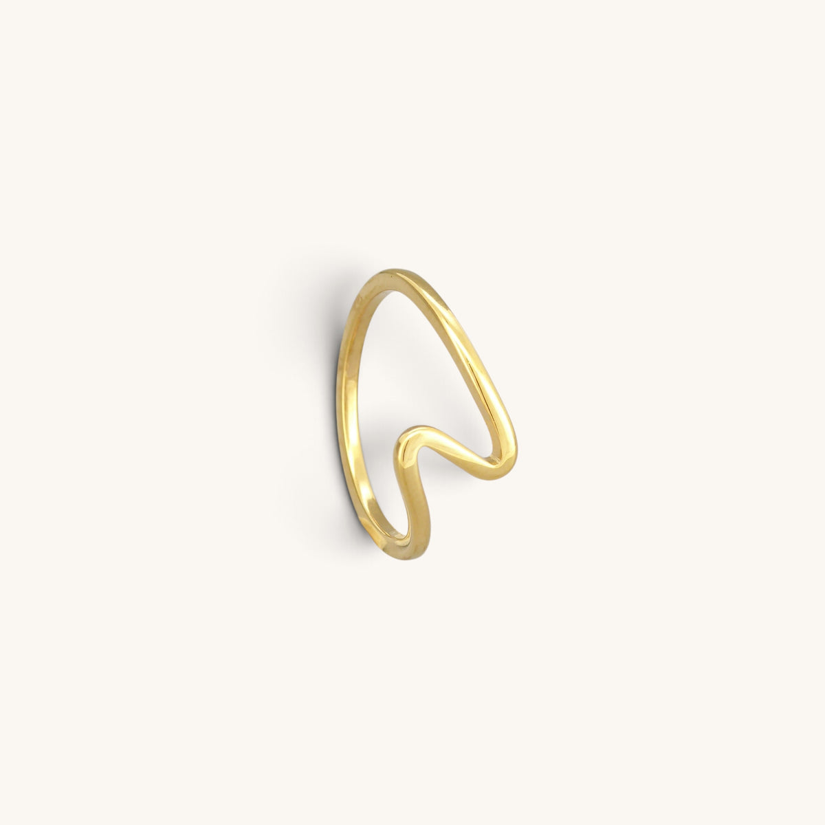 Minimalist Wave Ring Gold Tone Stainless Steel