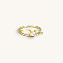 Stainless Steel Crossover Solitaire CZ Ring