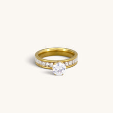 Stainless Steel Channel Set Solitaire CZ Ring
