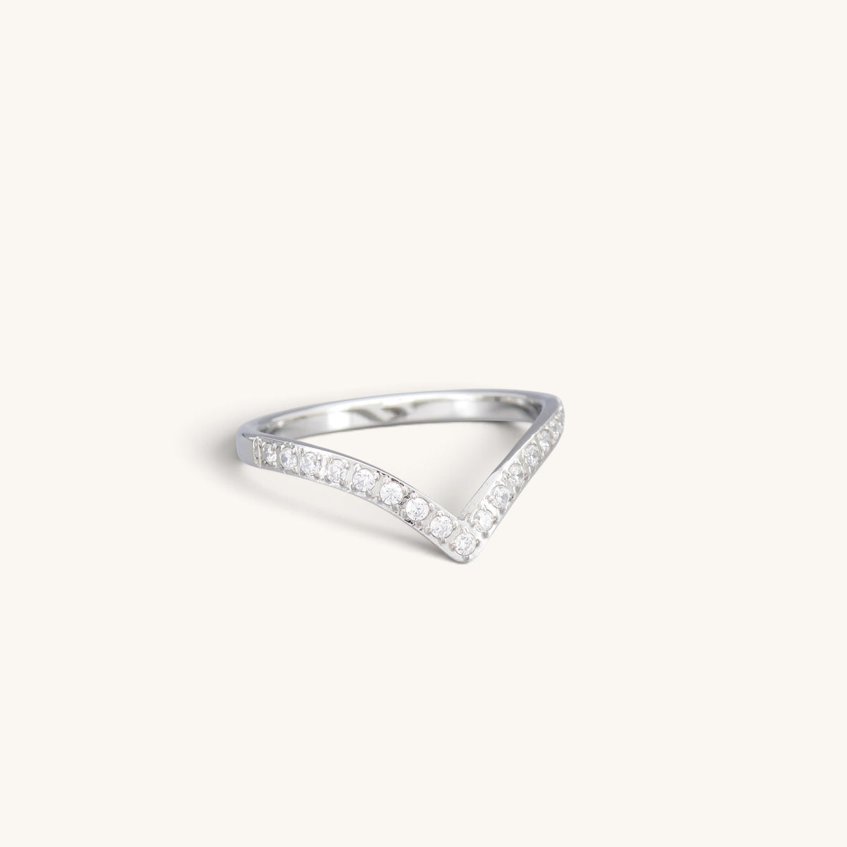 Stainless Steel Chevron CZ Ring