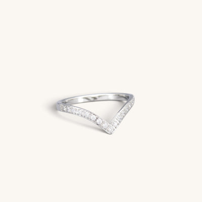 Stainless Steel Chevron CZ Ring