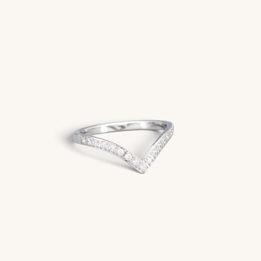 Stainless Steel Chevron CZ Ring