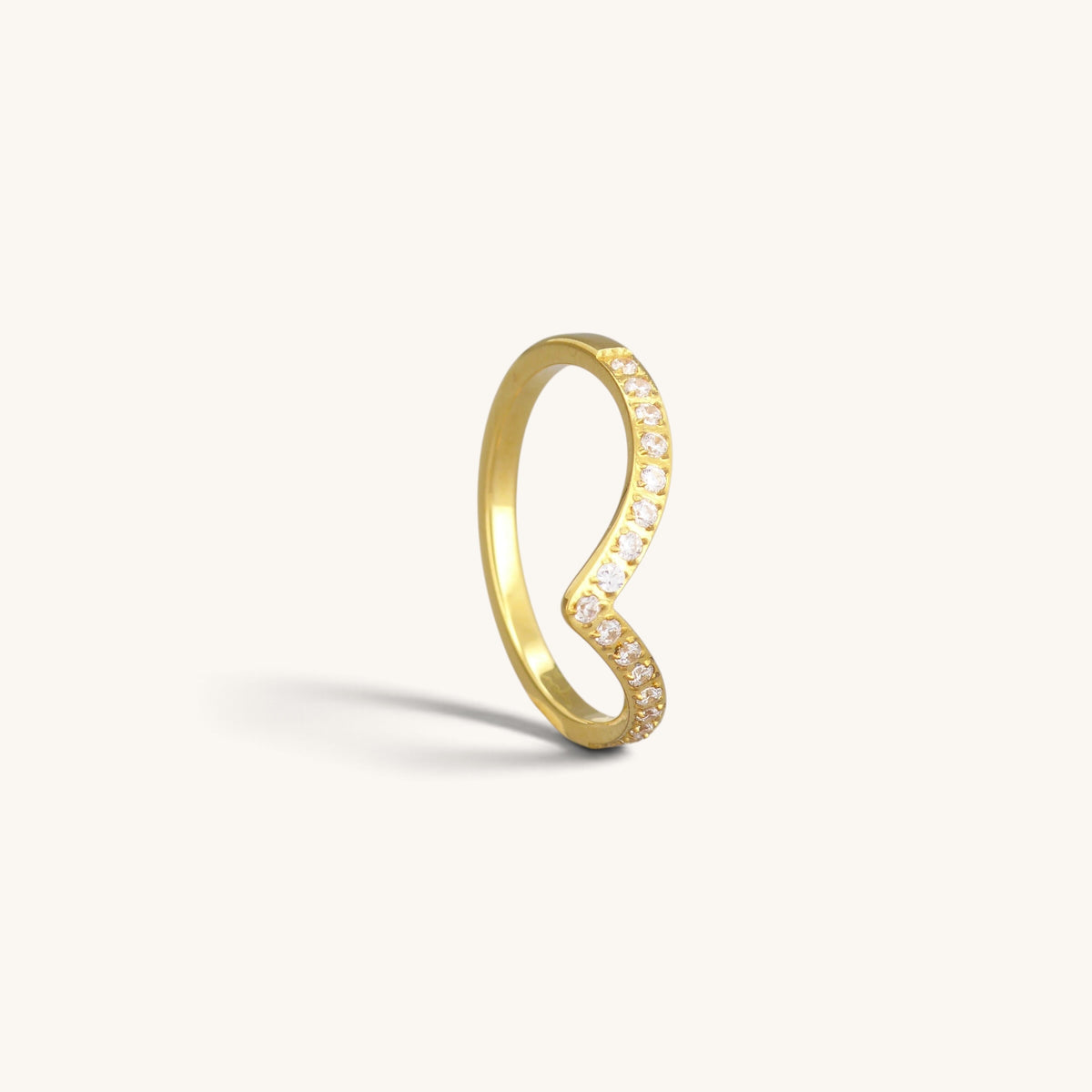 Stainless Steel Chevron CZ Ring