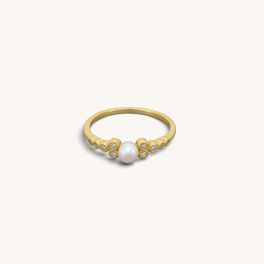 Sterling Silver Cluster Pearl Ring