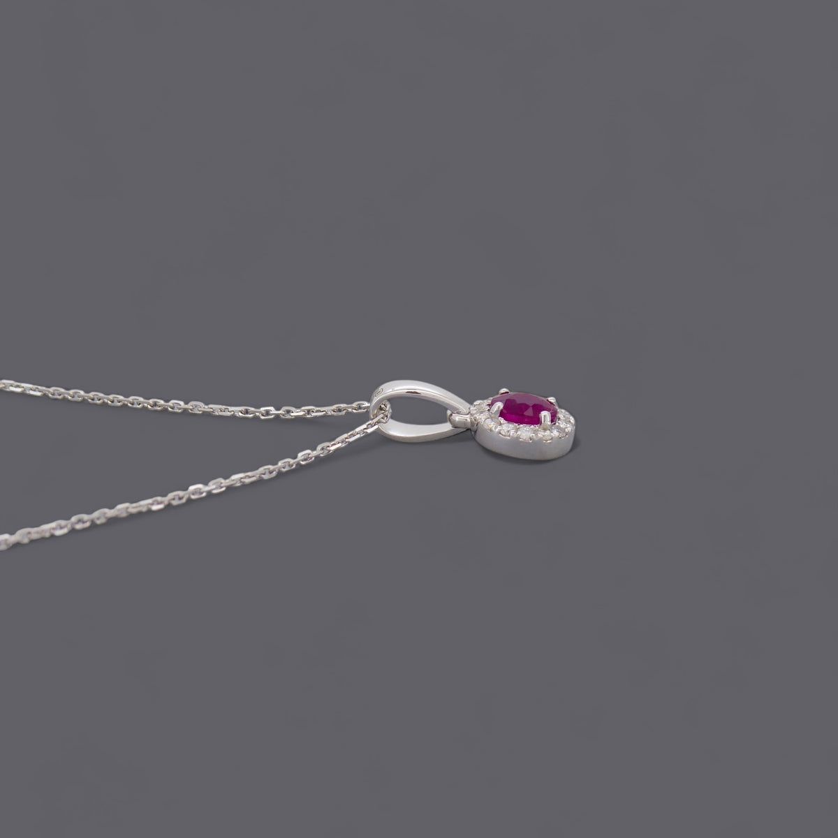 Ruby & Diamond Necklace, 18k White Gold