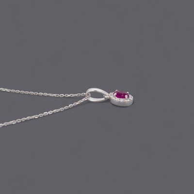 Ruby & Diamond Necklace, 18k White Gold
