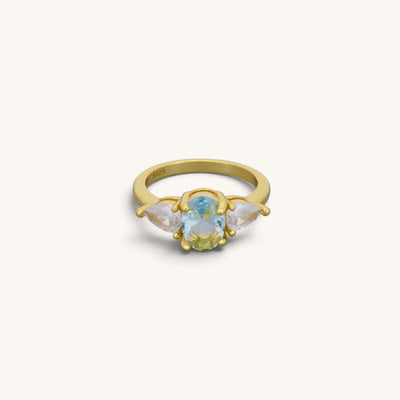 Aquamarine Look Princess Rings