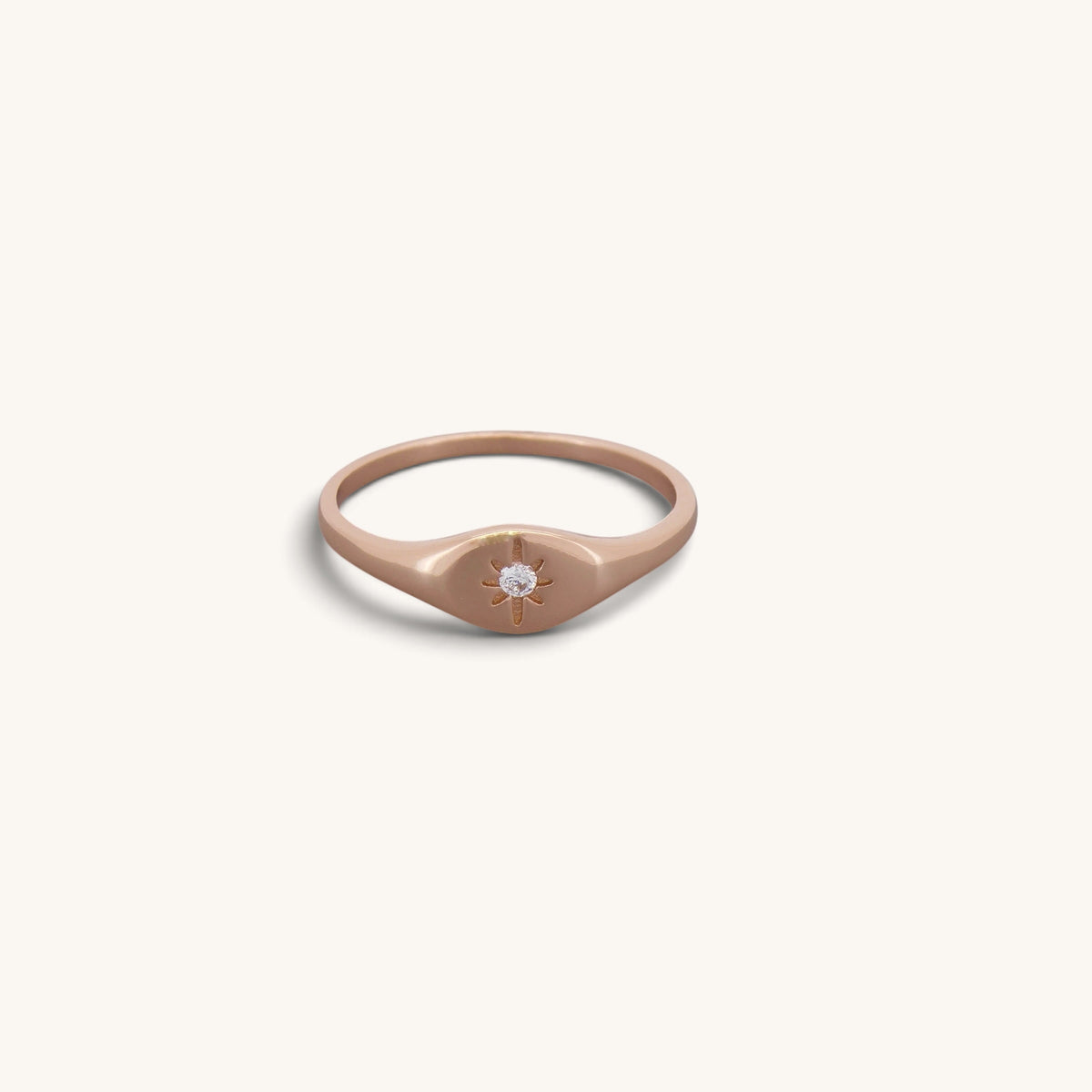 Star Single Cz Signet Rings