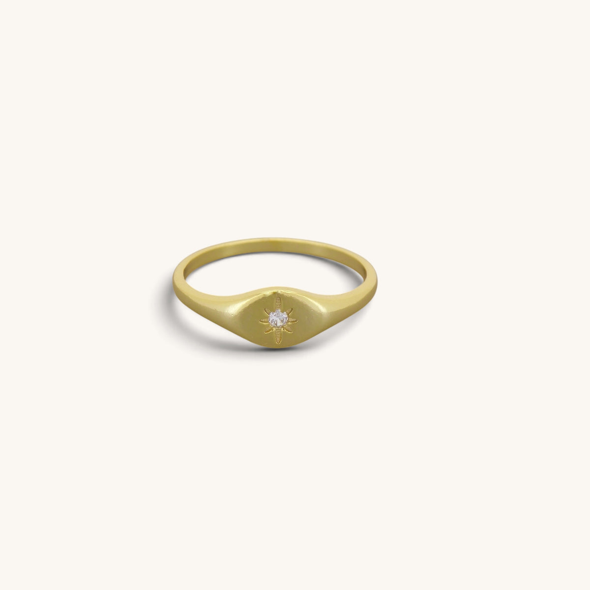 Star Single Cz Signet Rings
