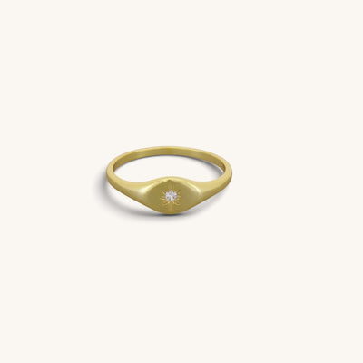 Star Single Cz Signet Rings