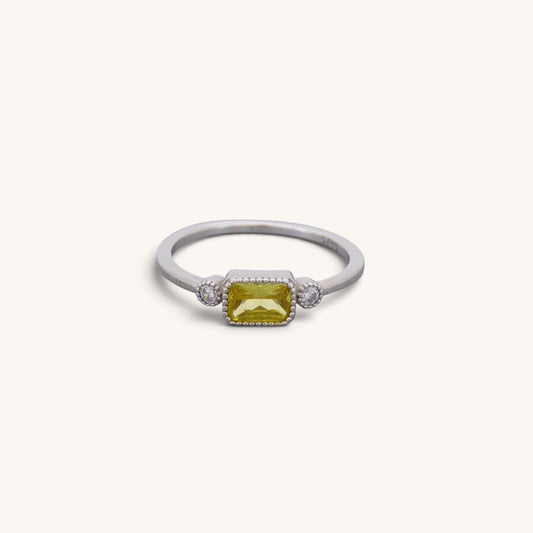 Sterling Silver Yellow Accent Ring