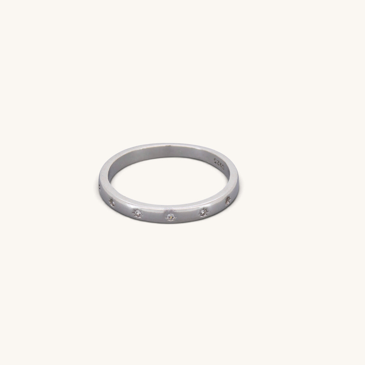 Thin Stars Cz Band Rings